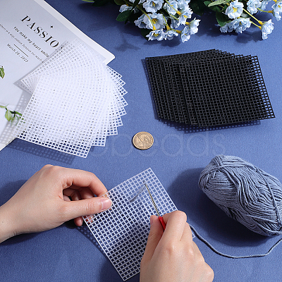 20Pcs 2 Colors Square Plastic Mesh Canvas Sheets DIY-GF0009-67-1