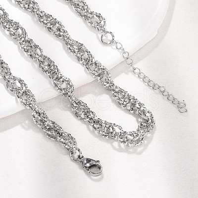 6MM 304 Stainless Twisted Rope Chain Necklaces SA-CBA725A-24P-1
