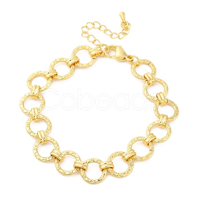 Brass Ring Chain Link Bracelets for Women Men BJEW-K273-16G-1