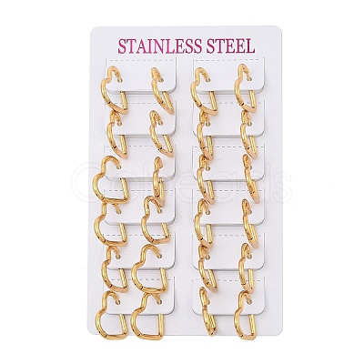 PVD Vacuum Plating 201 Stainless Steel Heart Hoop Earrings EJEW-Q002-03G-1