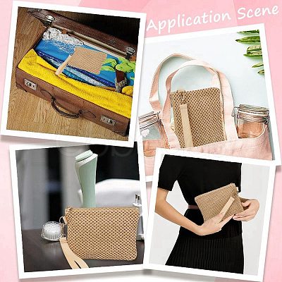 2Pcs Straw Plaited Cosmetic Zipper Bags AJEW-CN0006-36A-1