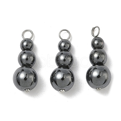Synthetic Non-magnetic Hematite Round Beaded Pendants PALLOY-JF02867-05-1