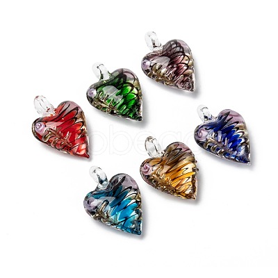 Handmade Goldensand Lampwork Pendants LAMP-S053-B-1