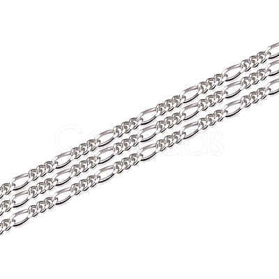 Anti-Tarnish Rhodium Plated 925 Sterling Silver Figaro Chain STER-WH0011-03P-1