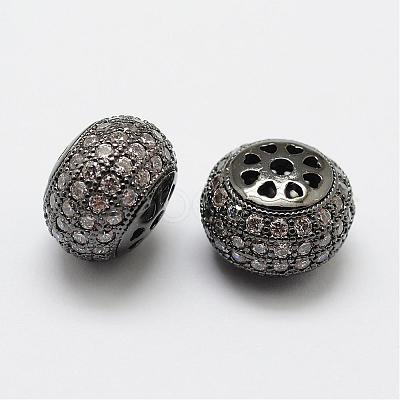 Brass Micro Pave Cubic Zirconia Beads ZIRC-F038-08B-FF-1