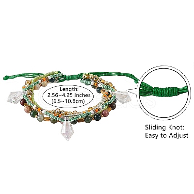Sparkling Glass Seed Beads 5 Layered Anklet AJEW-SW00006-01-1