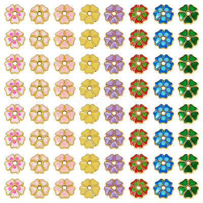 160Pcs 8 Colors Alloy Enamel Bead Caps FIND-TA0008-39-1
