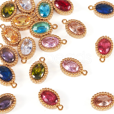 20Pcs 10 Colors 304 Stainless Steel Micro Pave Cubic Zirconia Charms STAS-TA0002-92-1