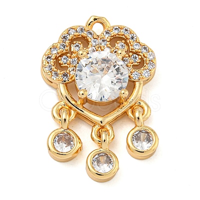 Brass Micro Pave Clear Cubic Zirconia Pendants ZIRC-U003-01G-08-1