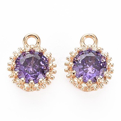 Brass Micro Pave Cubic Zirconia Charms KK-S356-772B-1