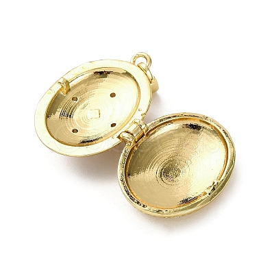 Brass Enamel Locket Pendants KK-F912-05B-G-1