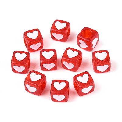 Spray Painted Transparent Acrylic Beads OACR-N140-02C-1