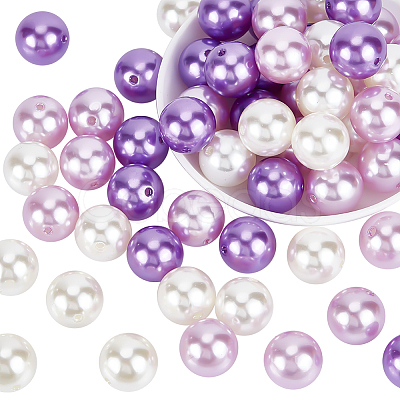 60Pcs 3 Colors Resin Imitation Pearl Beads RESI-PH0001-93-1