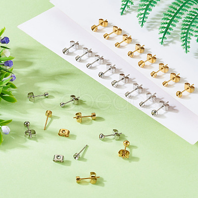 32Pcs 8 Styles 304 Stainless Steel Stud Earring Findings STAS-TA0002-97-1