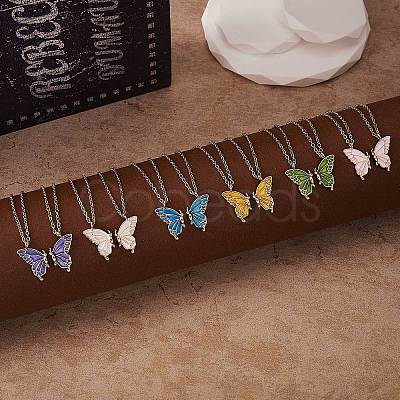 2Pcs Iron Matching Butterfly Pendant Necklaces for Mother Daughter Friends JN1034A-1-1