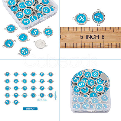 26 Letters Alloy Enamel Links Connectors ENAM-TA0002-19B-1