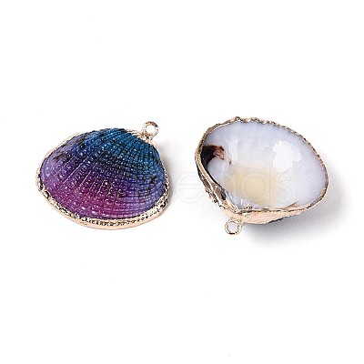 Spray Paint & Electroplate Natural Sea Shell Pendants SSHEL-N042-16A-1