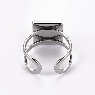 Non-Tarnish 201 Stainless Steel Cuff Pad Ring Settings X-STAS-S080-041A-P-1