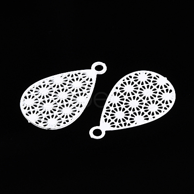 Spray Painted 430 Stainless Steel Filigree Pendants STAS-WH0047-78L-1