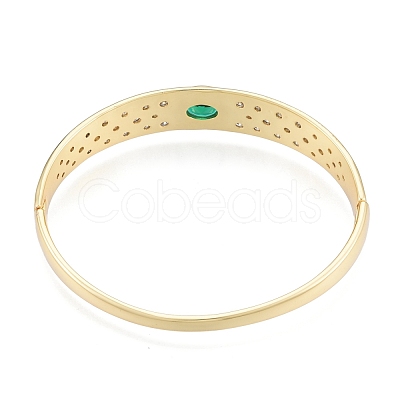Cubic Zirconia Oval Hinged Bangle BJEW-G651-10G-05-1
