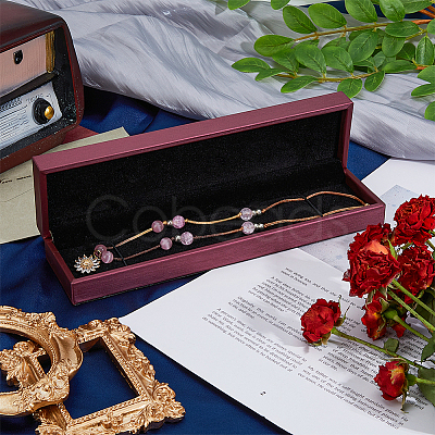 Rectangle PU Leather Necklace Storage Boxes with Velvet Inside CON-WH0094-31D-01-1
