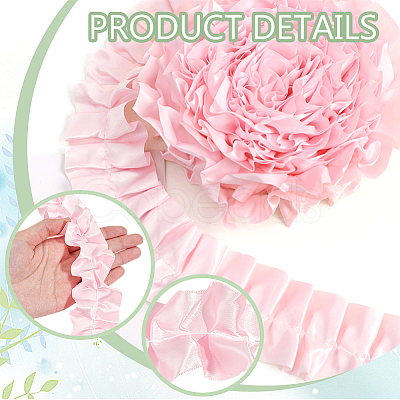 5 Yards Polyester Ruffled Trimming Lace Ribbon OCOR-WH0091-76B-1