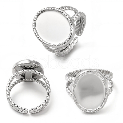 8Pcs 304 Stainless Steel Open Cuff Ring Settings RJEW-BBC0001-27-1