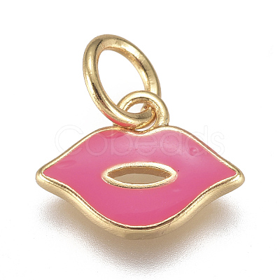 Real 18K Gold Plated Brass Enamel Charms KK-F810-01G-1