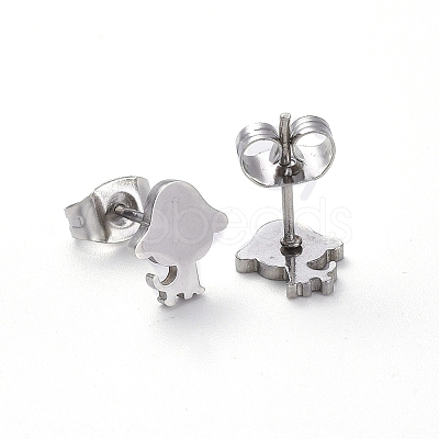 Tarnish Resistant 304 Stainless Steel Puppy Stud Earrings EJEW-H368-28P-1