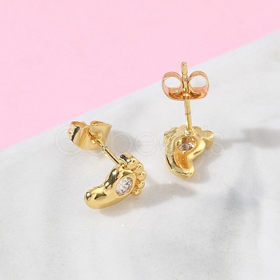 Brass & Crystal Rhinestone Stud Earrings for Women EJEW-G464-04G-03-1