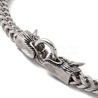 Non-Tarnish 304 Stainless Steel Wheat Chains Necklace with Dragon Clasps for Men Women NJEW-E155-05P-1