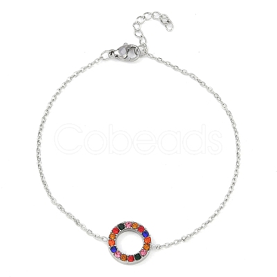 Ring 304 Stainless Steel Colorful Rhinestone Pendant Necklaces & Bracelets & Stud Earrings Sets for Women SJEW-C004-09P-02-1