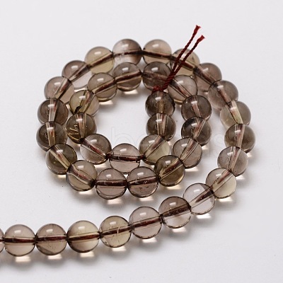 Natural Smoky Quartz Round Beads Strands X-G-E329-6mm-38-1