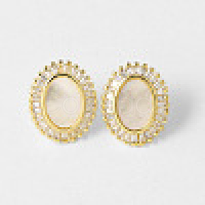 Brass Pave Clear Cubic Zirconia Stud Earrings WGC4035-01-1