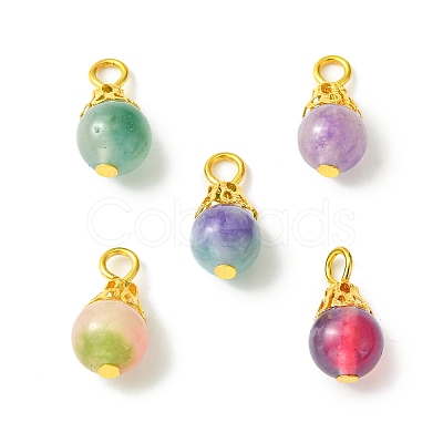 20Pcs Natural White Jade Dyed Bead Pendants PALLOY-JF02306-20A-1