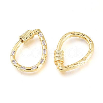 Brass Micro Pave Cubic Zirconia Screw Carabiner Lock Charms KK-M206-14G-01-1