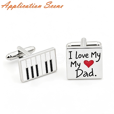 Rectangle 201 Stainless Steel Swank Cuff Links SA-CBAE2BD-01G-B-1