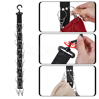 3Pcs Nylon & Plastic & 201 Stainless Steel Hat Organizer Racks for Baseball Caps AJEW-WR0004-09-1