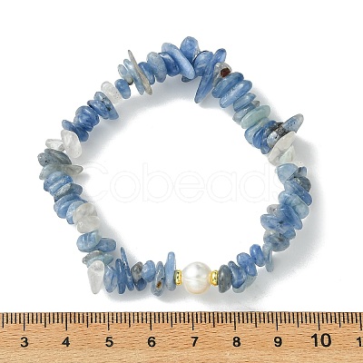 3Pcs 3 Styles Natural Mixed Gemstone Chip & Cultured Freshwater Pearl Beaded Stretch Bracelets Set for Women BJEW-JB13762-08-1