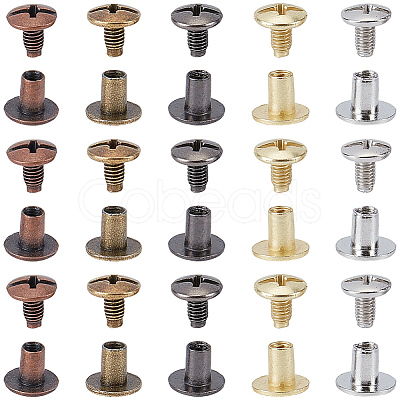 100Pairs 5 Colors Alloy Rivet Screw FIND-GF0009-53-1