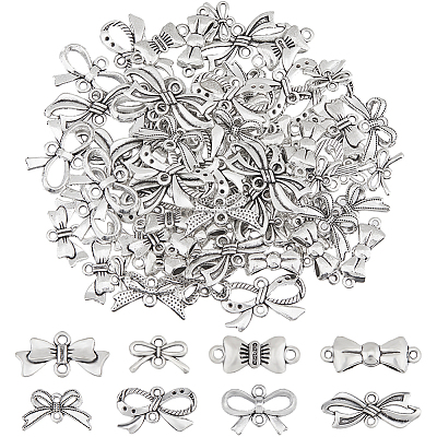 80Pcs 8 Styles Tibetan Style Zinc Alloy Connector Charms FIND-DC0007-21-1