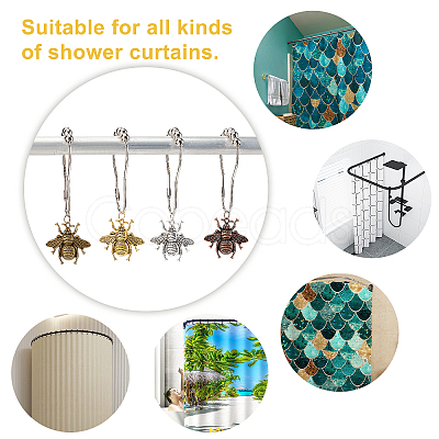 AHADEMAKER DIY Bathroom Bees Shower Curtain Rings Kit DIY-GA0003-88-1