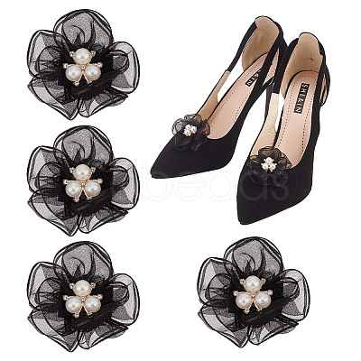 4Pcs Polyester Tulle Shoe Decorations AJEW-FG0003-31-1