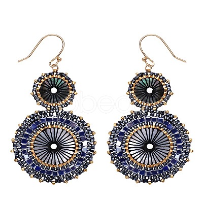 Glass Seed Braided Dangle Earrings for Women FIND-PW0024-17A-1