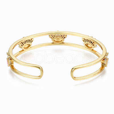 Brass Micro Pave Clear Cubic Zirconia Cuff Bangles BJEW-T018-14G-NF-1