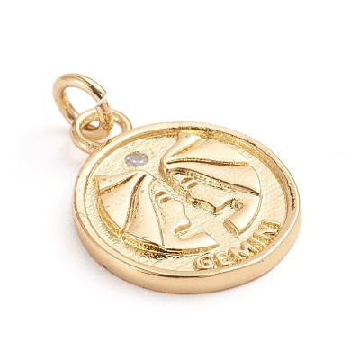 Brass Micro Pave Cubic Zirconia Pendants ZIRC-E164-34J-G-1