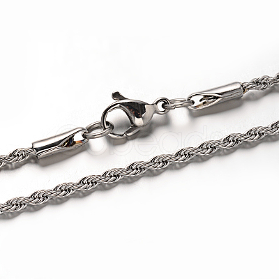 Non-Tarnish 304 Stainless Steel Rope Chains Necklaces X-NJEW-O067-A-37-1