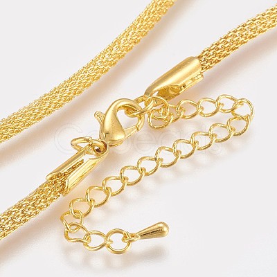 Rack Plating Brass Mesh Chain Necklaces X-NJEW-O101-12G-1