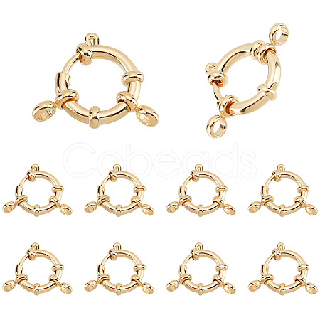 PandaHall Elite 10Pcs Ion Plating(IP) 304 Stainless Steel Spring Ring Clasps STAS-PH0005-15-1