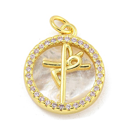 Rack Plating Brass Micro Pave Cubic Zirconia Pendants KK-G513-84G-1